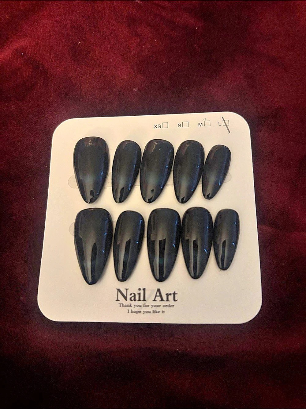 Black Glossy Almond Press-On Nails